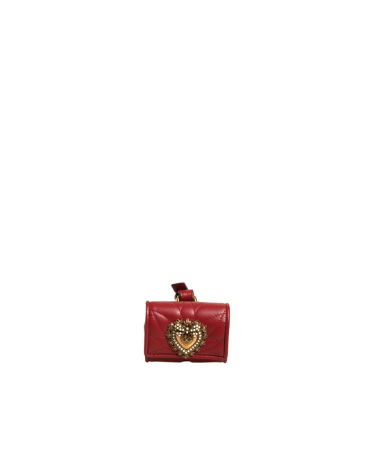 Étui pour Airpods Dolce &amp; Gabbana en cuir noir avec sangle en forme de cœur