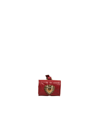 Étui pour Airpods Dolce &amp; Gabbana en cuir noir avec sangle en forme de cœur