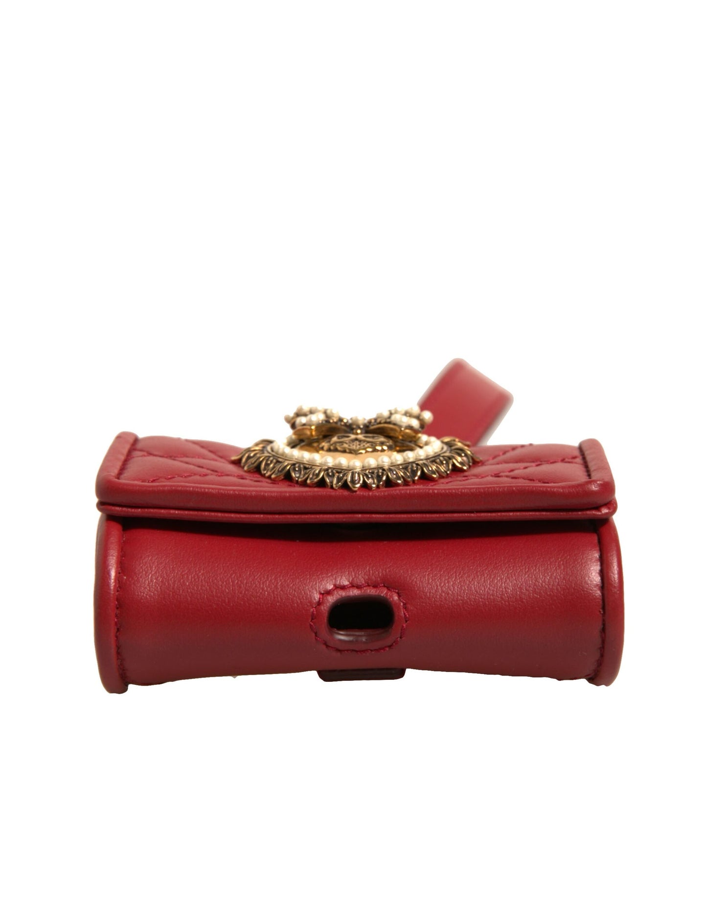 Étui pour Airpods Dolce &amp; Gabbana en cuir noir avec sangle en forme de cœur
