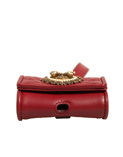 Étui pour Airpods Dolce &amp; Gabbana en cuir noir avec sangle en forme de cœur