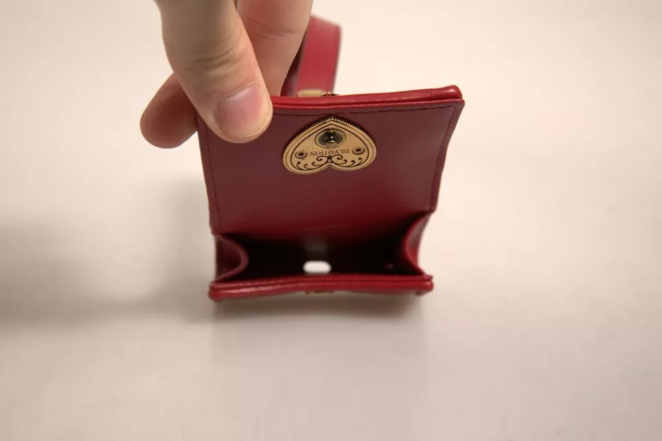 Étui pour Airpods Dolce &amp; Gabbana en cuir noir avec sangle en forme de cœur