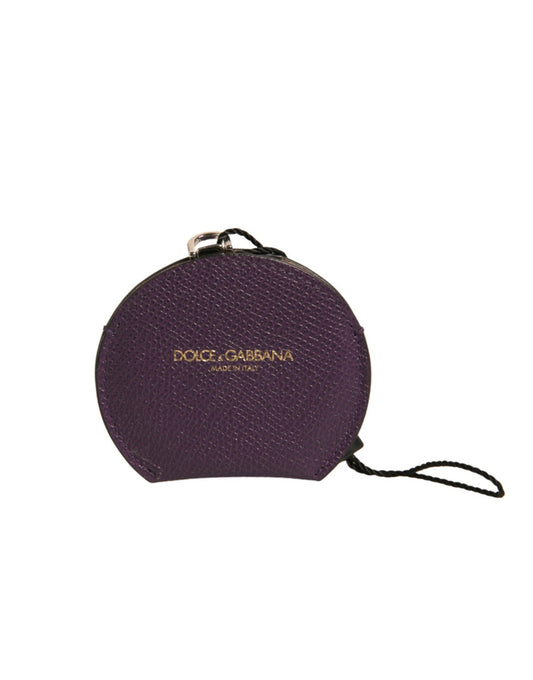 Porte-miroir rond en cuir de veau violet Dolce &amp; Gabbana avec logo