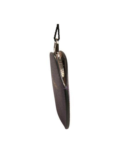 Porte-miroir rond en cuir de veau violet Dolce &amp; Gabbana avec logo