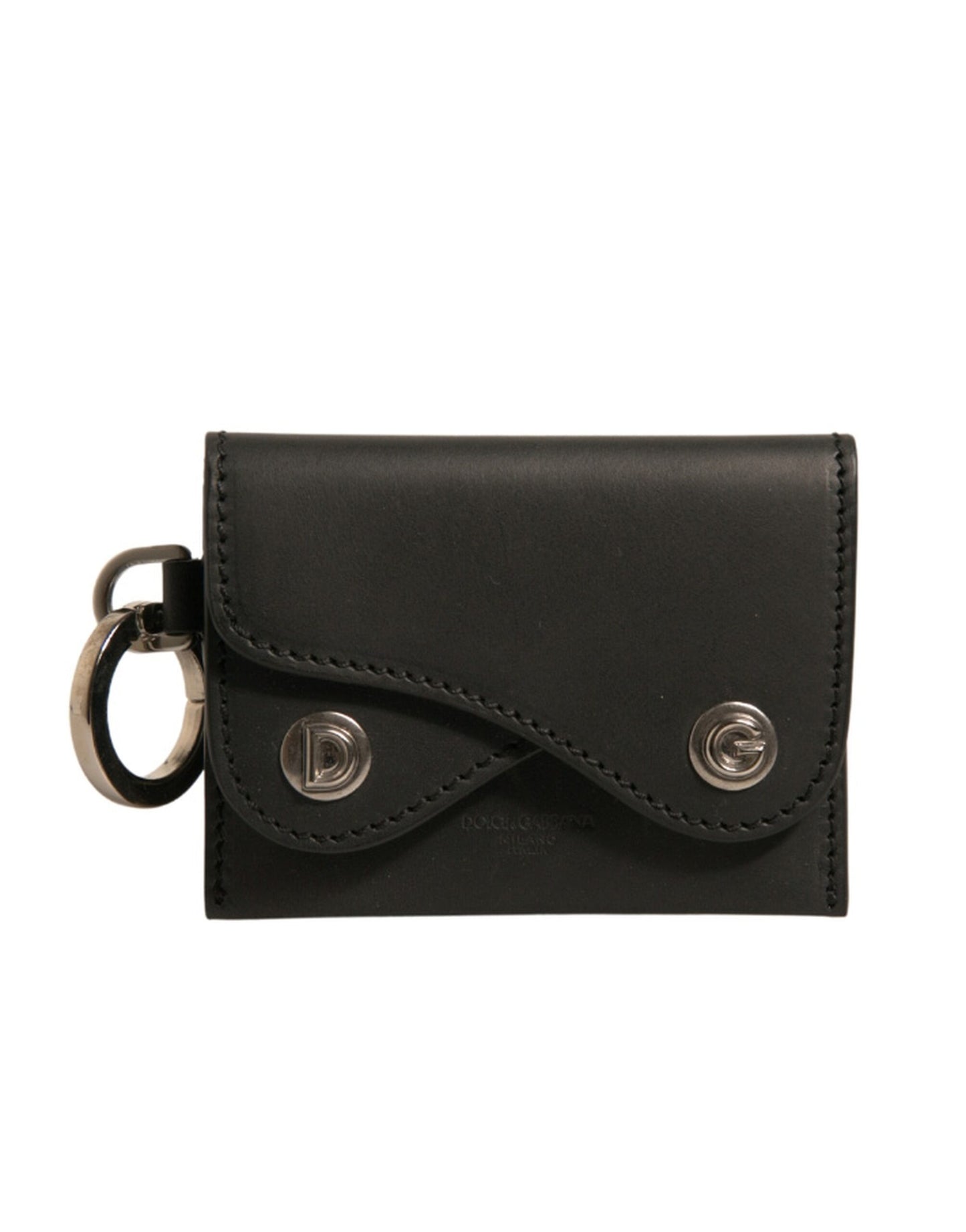 Porte-clés porte-cartes en cuir noir Dolce &amp; Gabbana