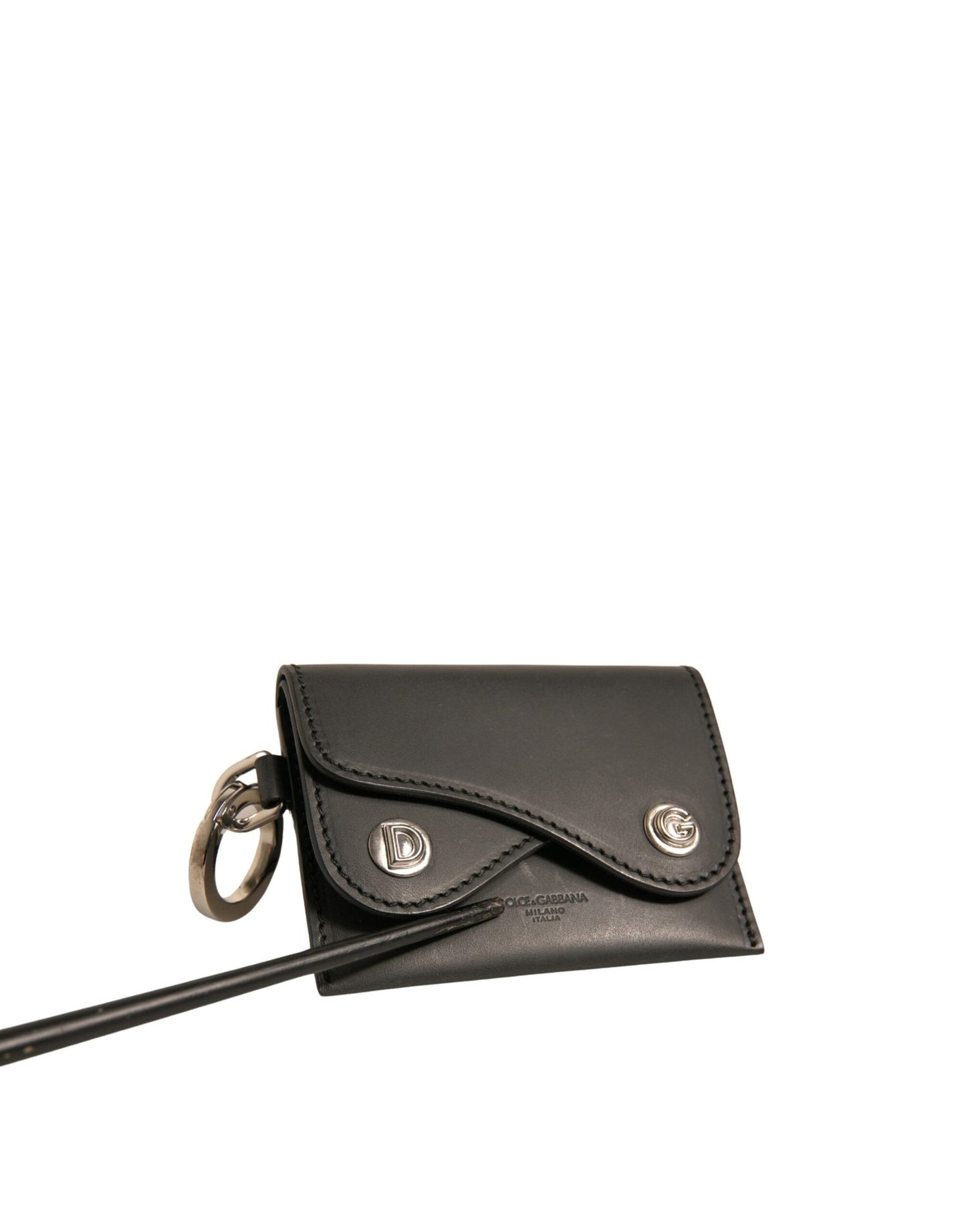 Porte-clés porte-cartes en cuir noir Dolce &amp; Gabbana