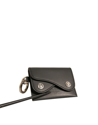 Porte-clés porte-cartes en cuir noir Dolce &amp; Gabbana