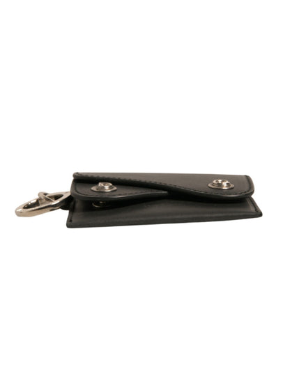 Porte-clés porte-cartes en cuir noir Dolce &amp; Gabbana