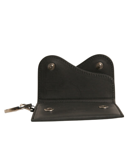 Porte-clés porte-cartes en cuir noir Dolce &amp; Gabbana
