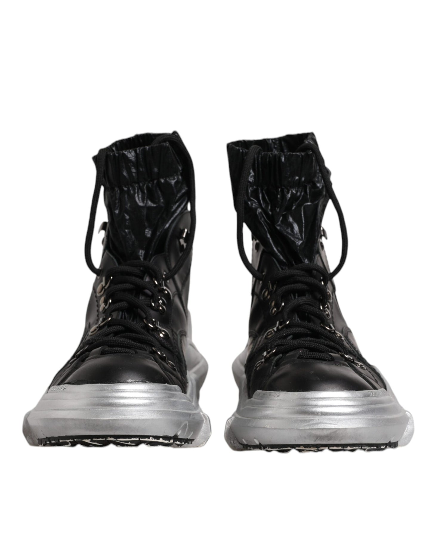 Dolce & Gabbana Black Nylon Galileo High Top Sneakers Shoes by Dolce & Gabbana