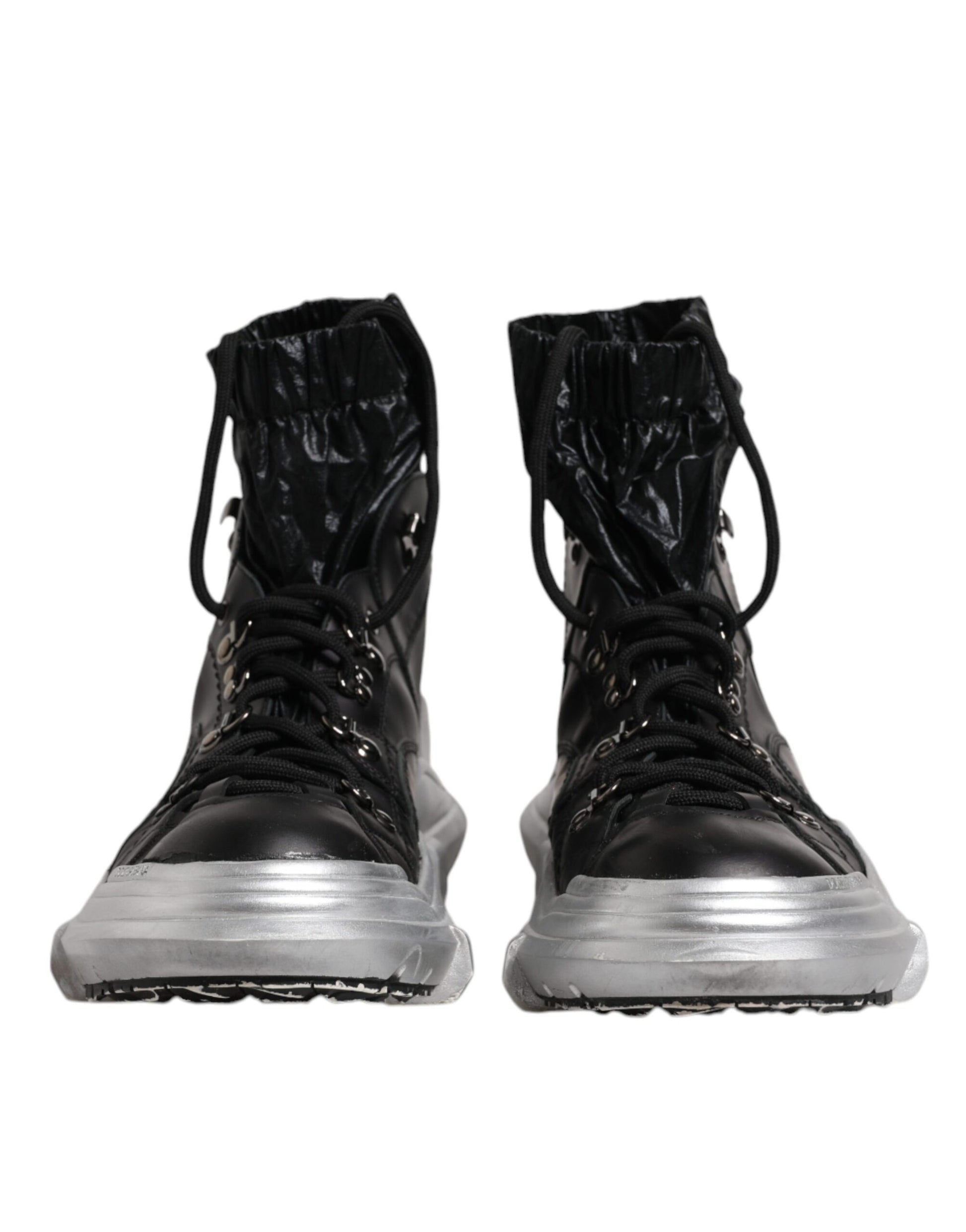 Dolce & Gabbana Black Nylon Galileo High Top Sneakers Shoes by Dolce & Gabbana