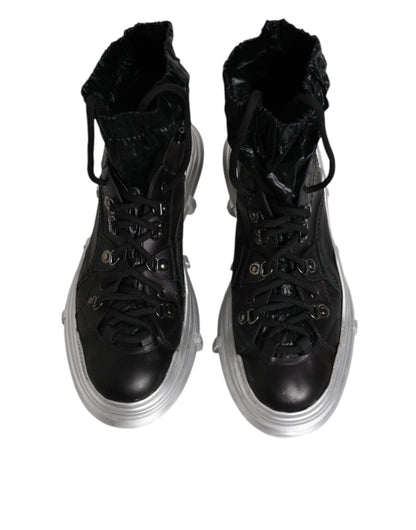 Dolce & Gabbana Black Nylon Galileo High Top Sneakers Shoes by Dolce & Gabbana