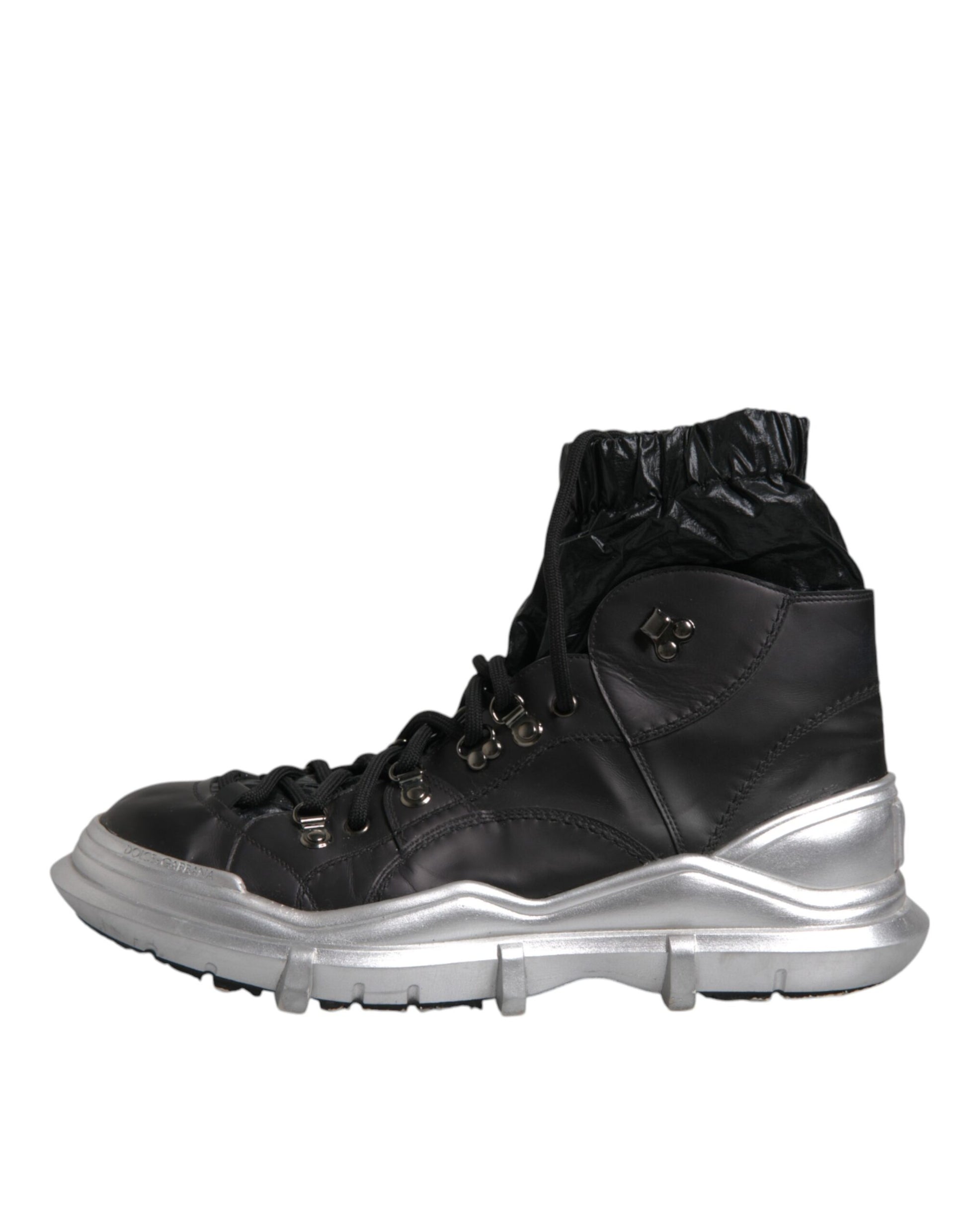 Dolce & Gabbana Black Nylon Galileo High Top Sneakers Shoes by Dolce & Gabbana