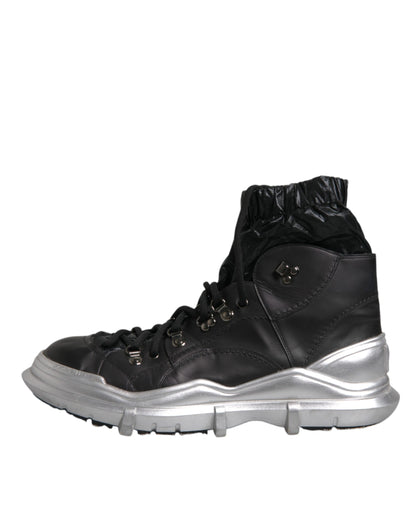 Dolce & Gabbana Black Nylon Galileo High Top Sneakers Shoes by Dolce & Gabbana
