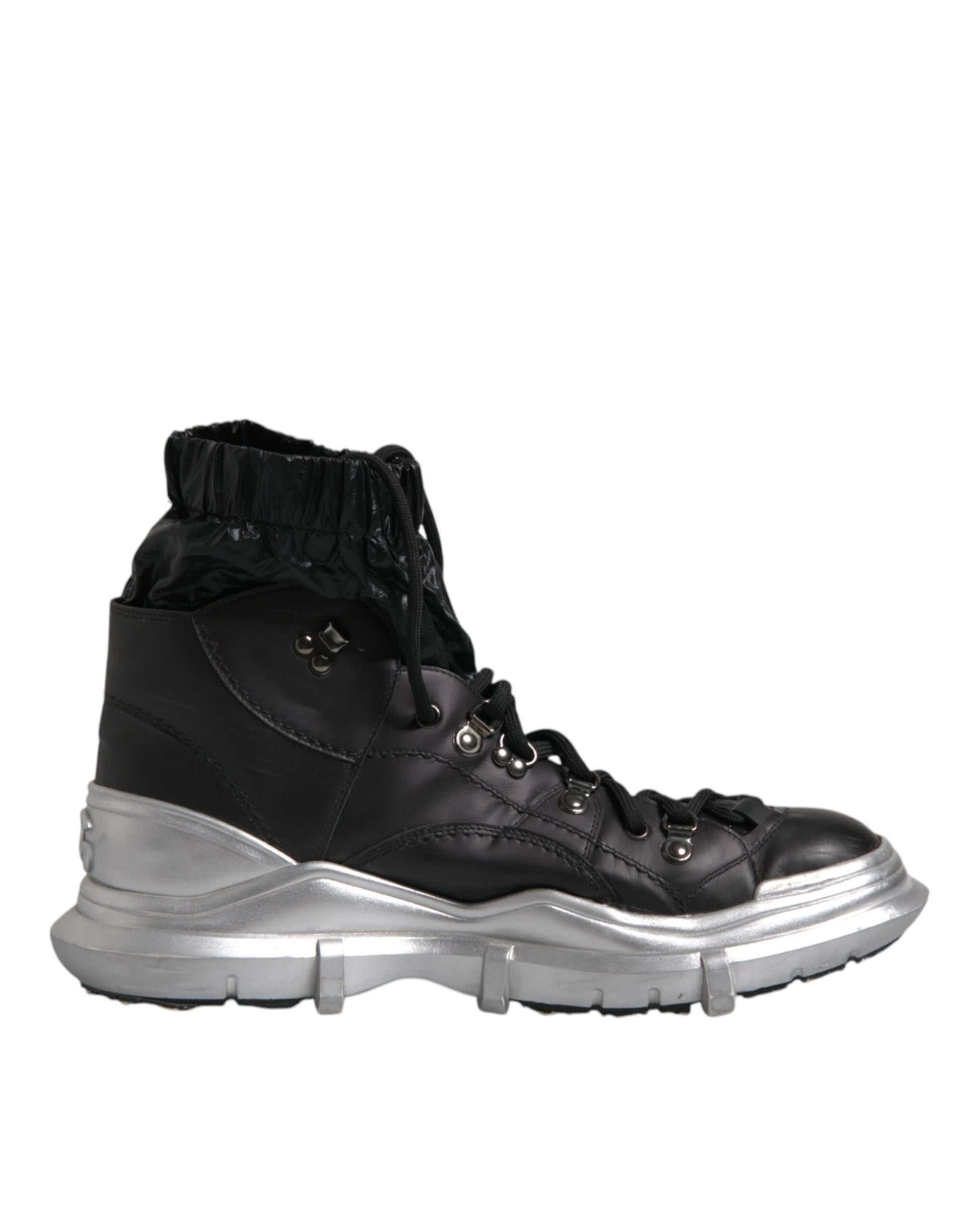 Dolce & Gabbana Black Nylon Galileo High Top Sneakers Shoes by Dolce & Gabbana