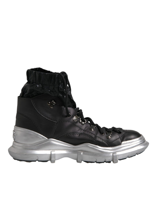 Dolce & Gabbana Black Nylon Galileo High Top Sneakers Shoes by Dolce & Gabbana