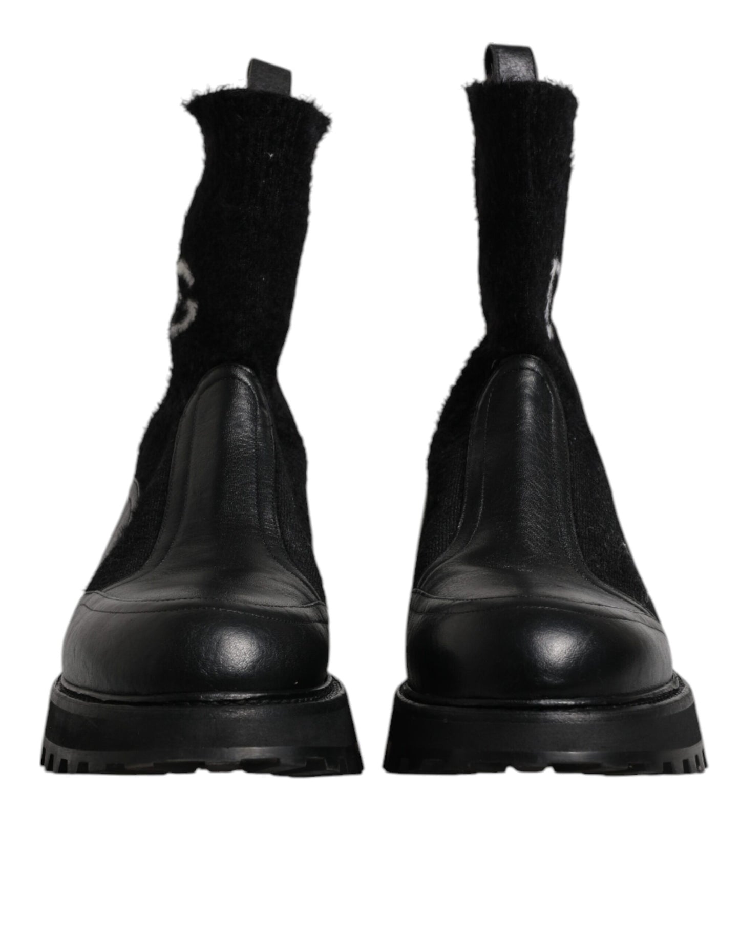 Dolce & Gabbana Black DG Logo Horse Sock Ankle Boots Shoes by Dolce & Gabbana