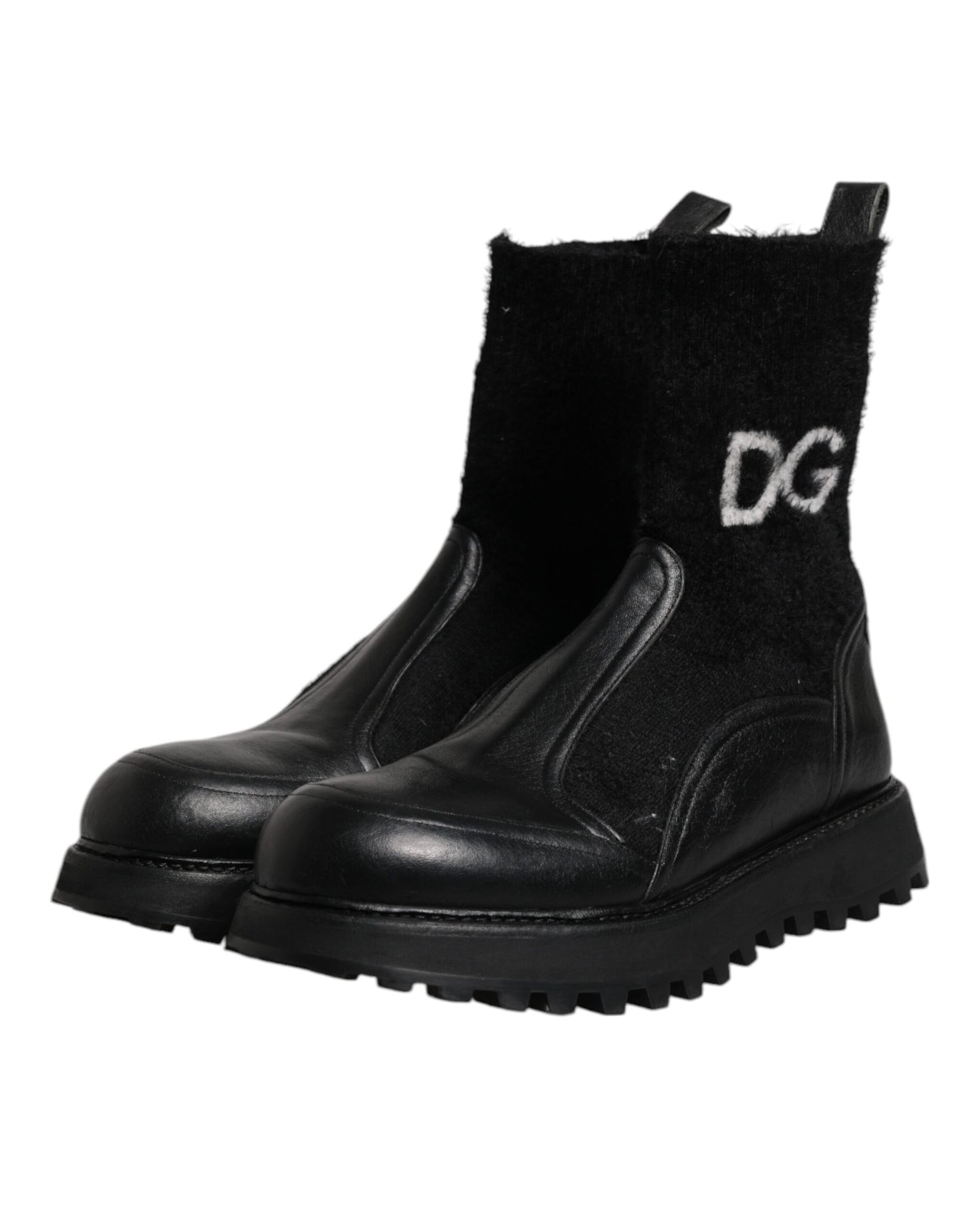 Dolce & Gabbana Black DG Logo Horse Sock Ankle Boots Shoes by Dolce & Gabbana
