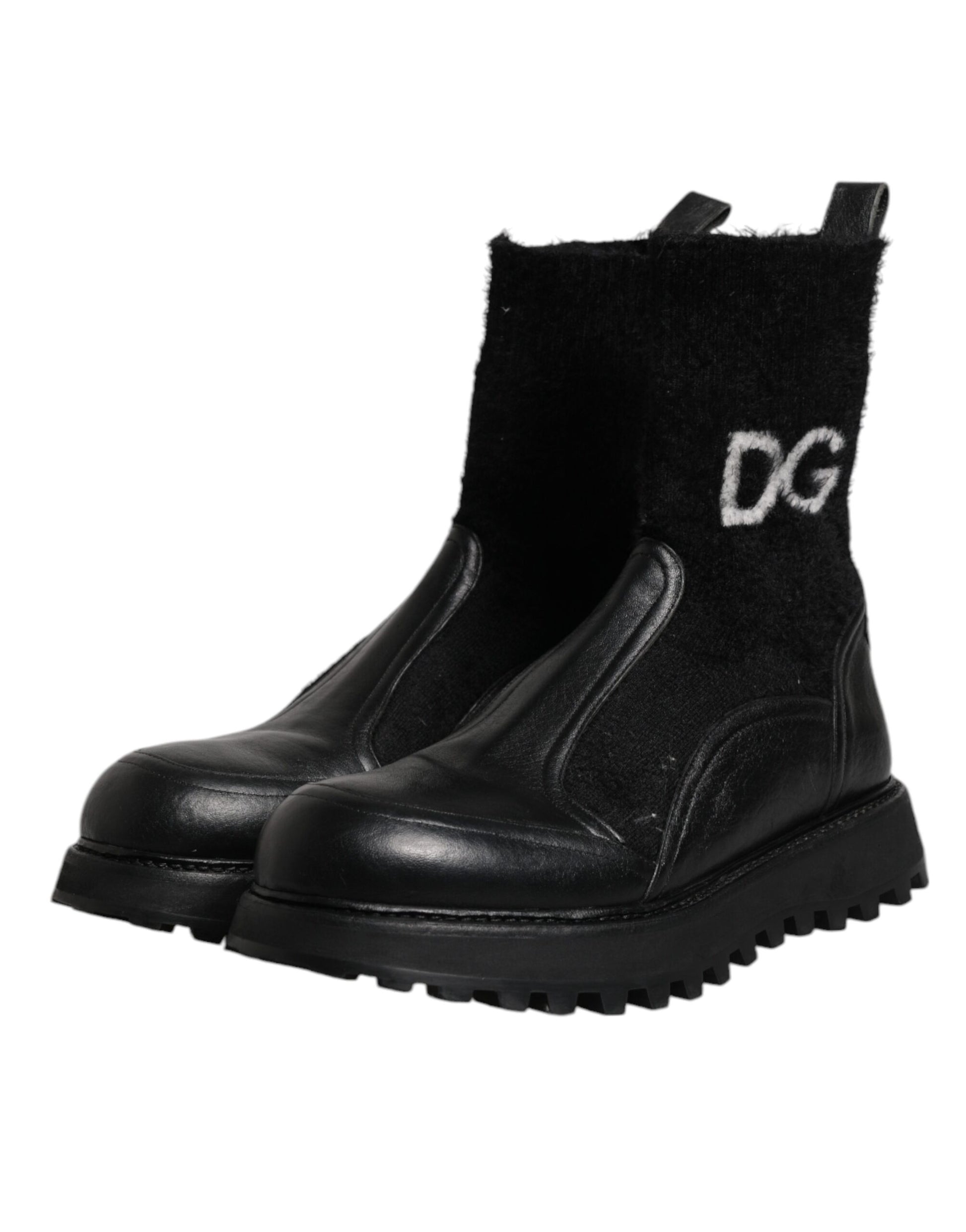 Dolce & Gabbana Black DG Logo Horse Sock Ankle Boots Shoes by Dolce & Gabbana