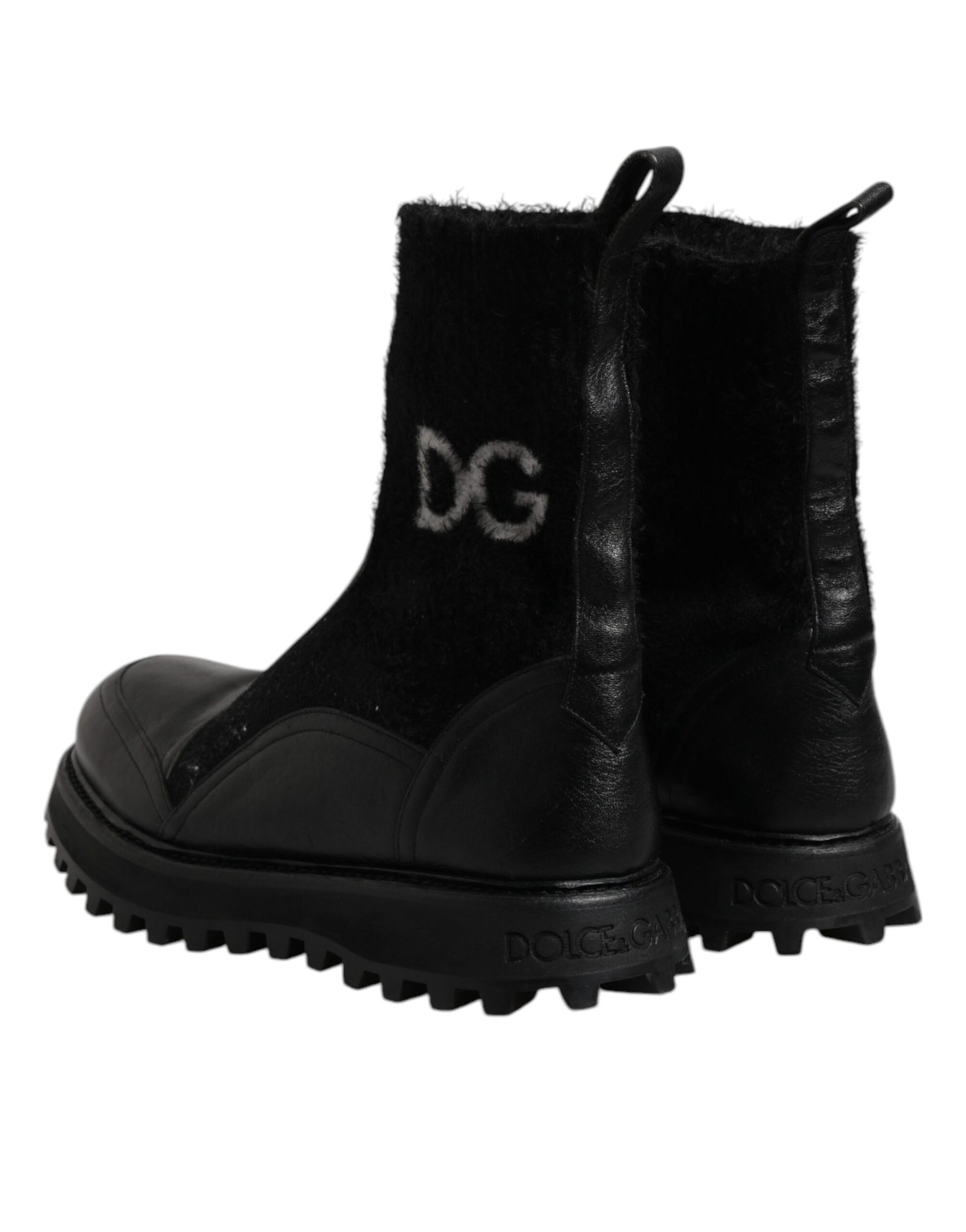 Dolce & Gabbana Black DG Logo Horse Sock Ankle Boots Shoes by Dolce & Gabbana