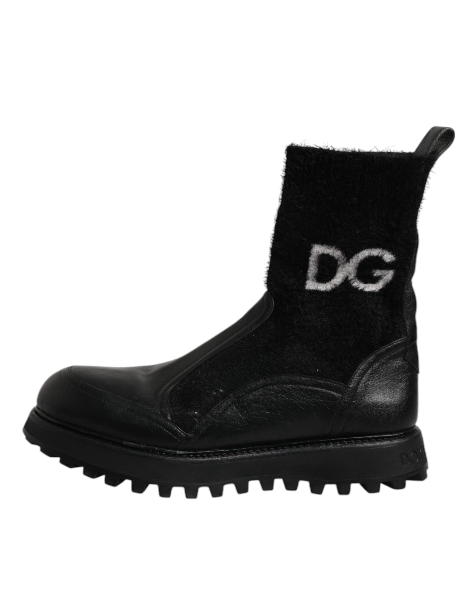 Dolce & Gabbana Black DG Logo Horse Sock Ankle Boots Shoes by Dolce & Gabbana