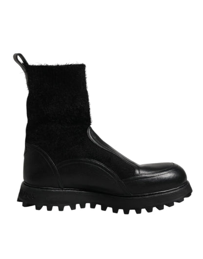 Dolce & Gabbana Black DG Logo Horse Sock Ankle Boots Shoes by Dolce & Gabbana