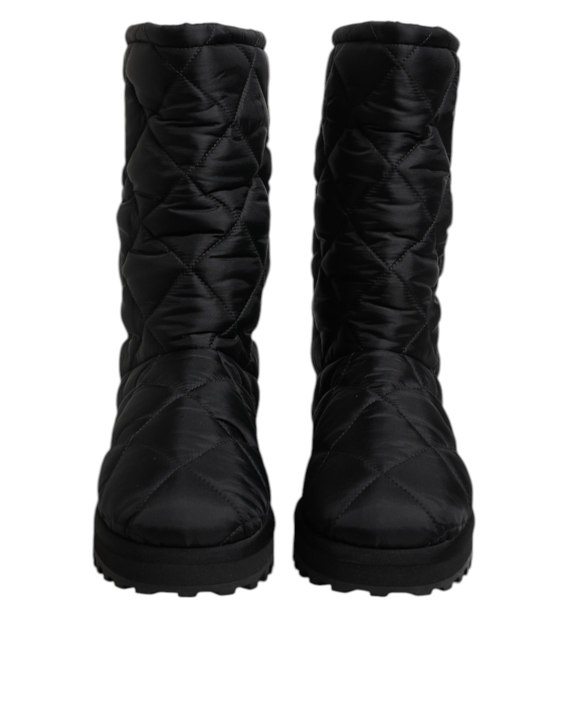 Dolce & Gabbana Black Polyester Padded Mid Calf Boots Winter Shoes by Dolce & Gabbana