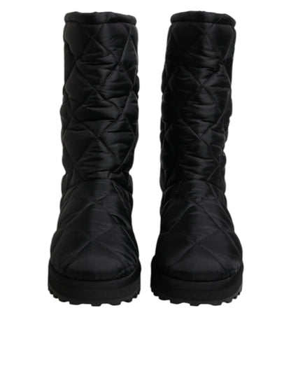 Dolce & Gabbana Black Polyester Padded Mid Calf Boots Winter Shoes by Dolce & Gabbana