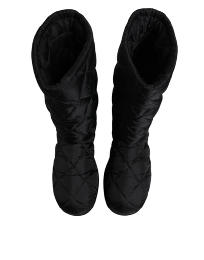 Dolce & Gabbana Black Polyester Padded Mid Calf Boots Winter Shoes by Dolce & Gabbana
