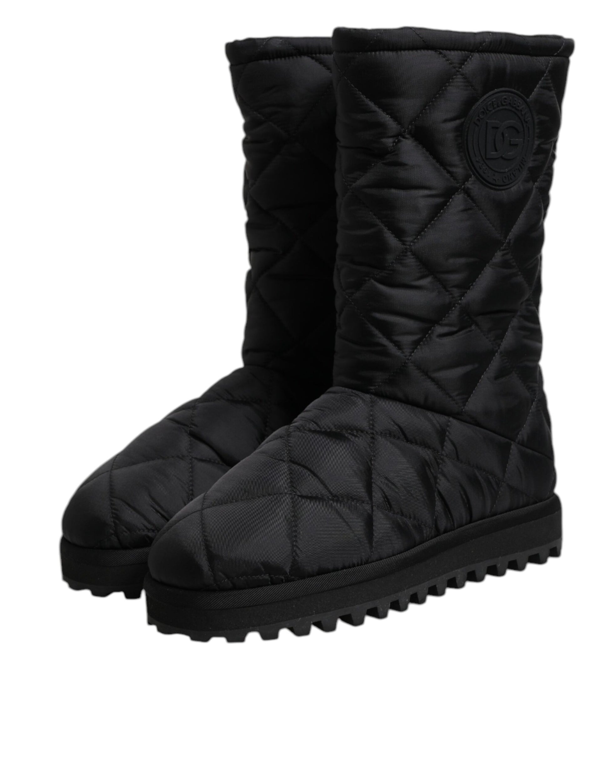Dolce & Gabbana Black Polyester Padded Mid Calf Boots Winter Shoes by Dolce & Gabbana