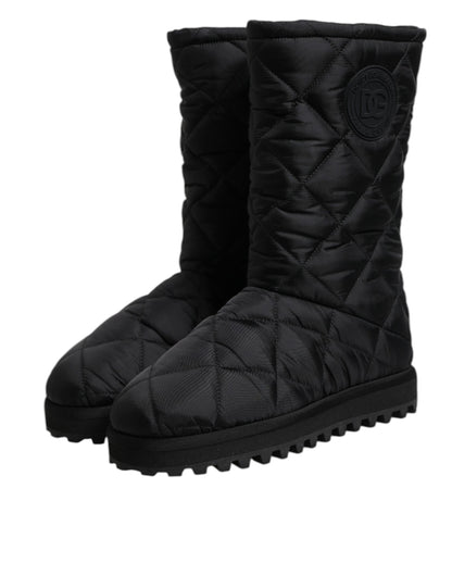 Dolce & Gabbana Black Polyester Padded Mid Calf Boots Winter Shoes by Dolce & Gabbana