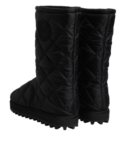 Dolce & Gabbana Black Polyester Padded Mid Calf Boots Winter Shoes by Dolce & Gabbana