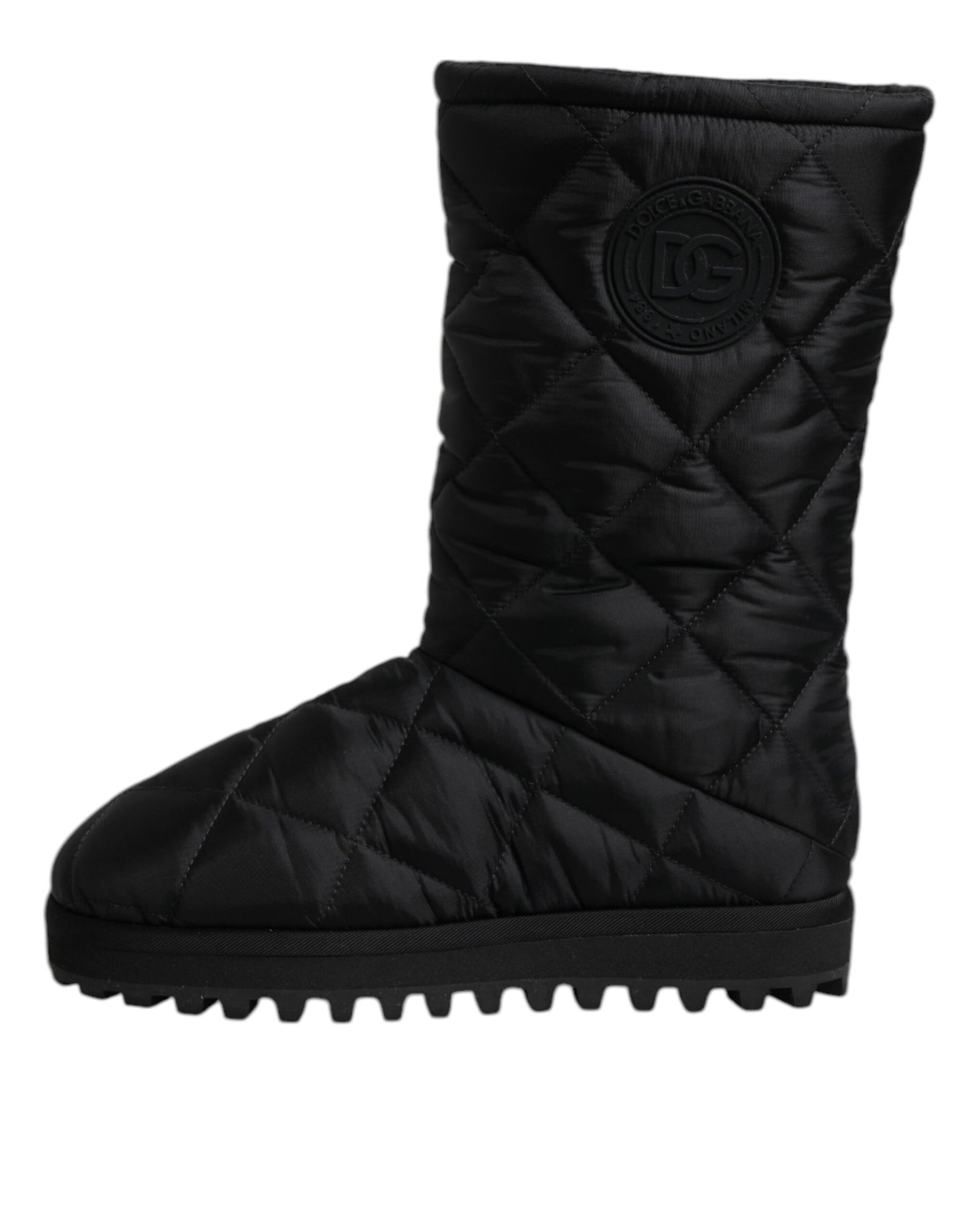 Dolce & Gabbana Black Polyester Padded Mid Calf Boots Winter Shoes by Dolce & Gabbana