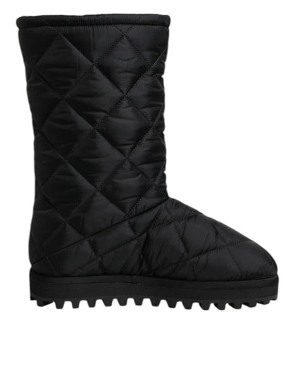 Dolce & Gabbana Black Polyester Padded Mid Calf Boots Winter Shoes by Dolce & Gabbana