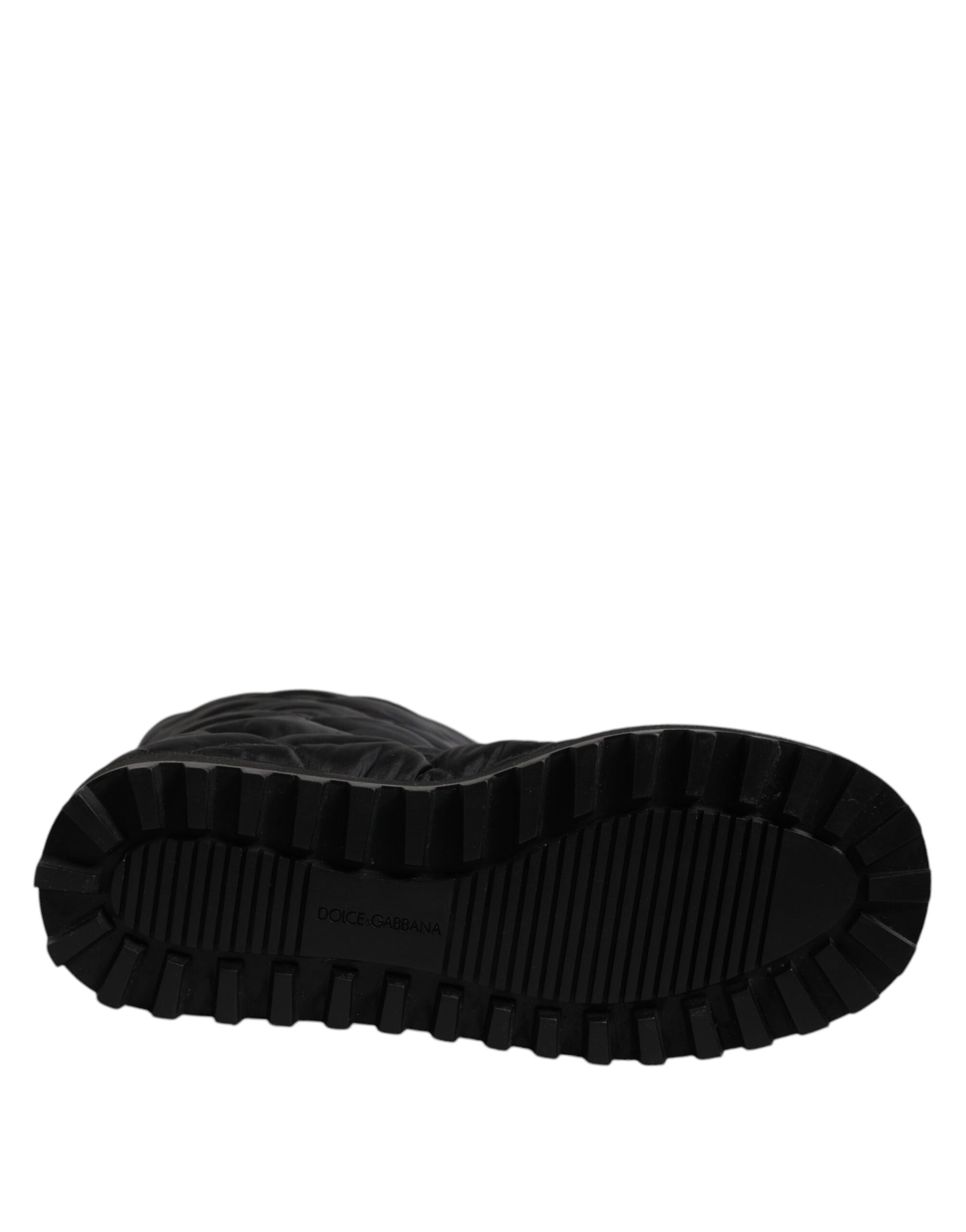 Dolce & Gabbana Black Polyester Padded Mid Calf Boots Winter Shoes by Dolce & Gabbana
