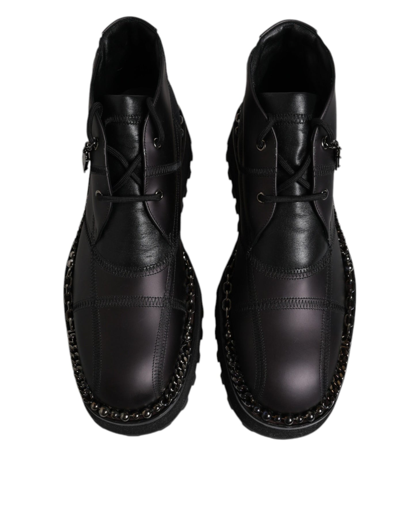 Dolce & Gabbana Black Leather Lace Up Ankle Boots Shoes by Dolce & Gabbana
