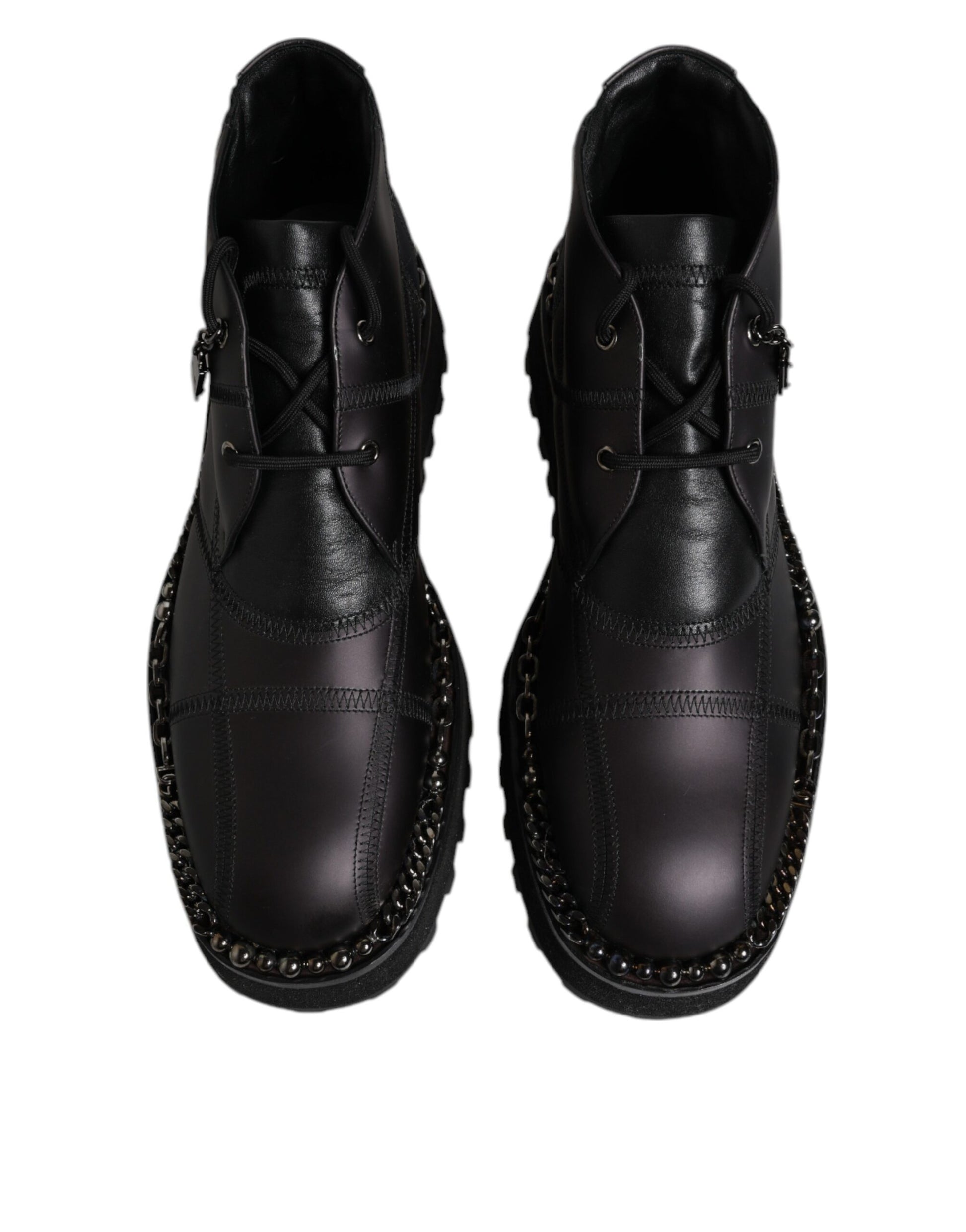 Dolce & Gabbana Black Leather Lace Up Ankle Boots Shoes by Dolce & Gabbana