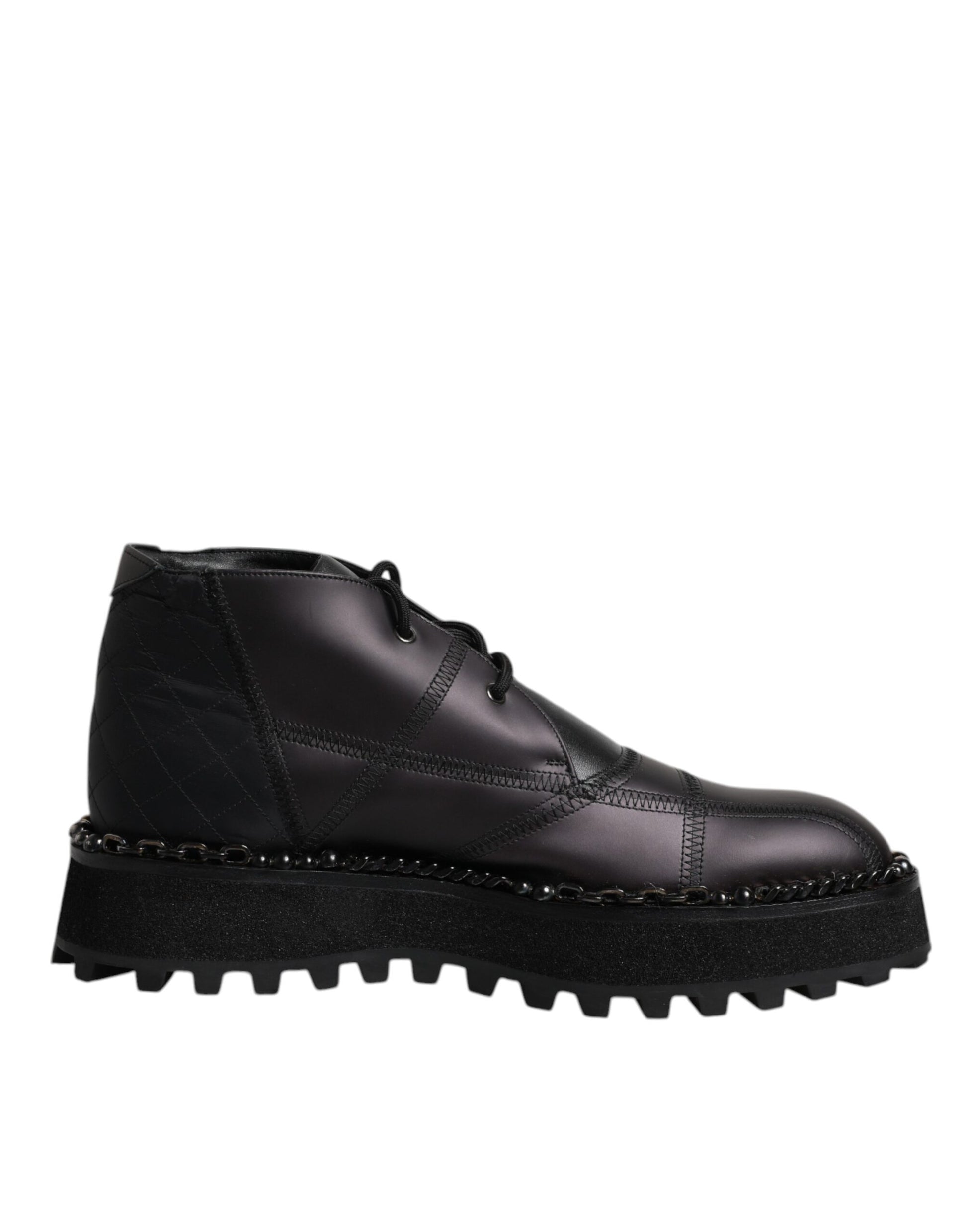 Dolce & Gabbana Black Leather Lace Up Ankle Boots Shoes by Dolce & Gabbana