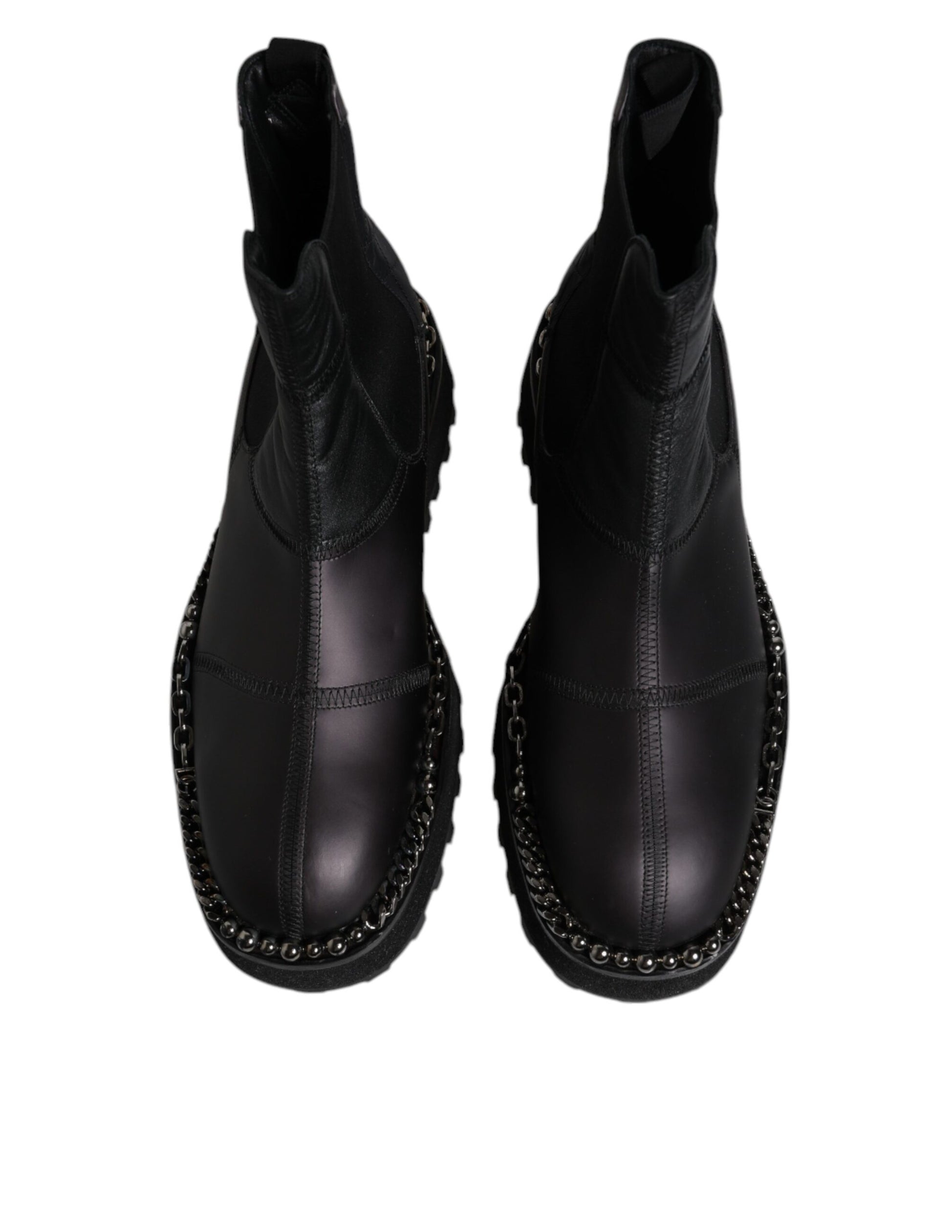 Dolce & Gabbana Black Chelsea Boots Leather Slip On Shoes by Dolce & Gabbana