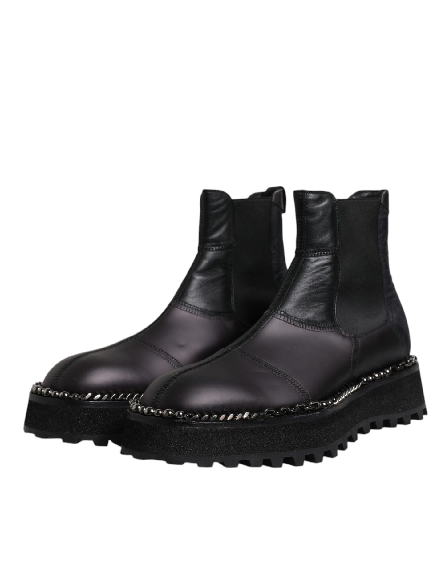 Dolce & Gabbana Black Chelsea Boots Leather Slip On Shoes by Dolce & Gabbana