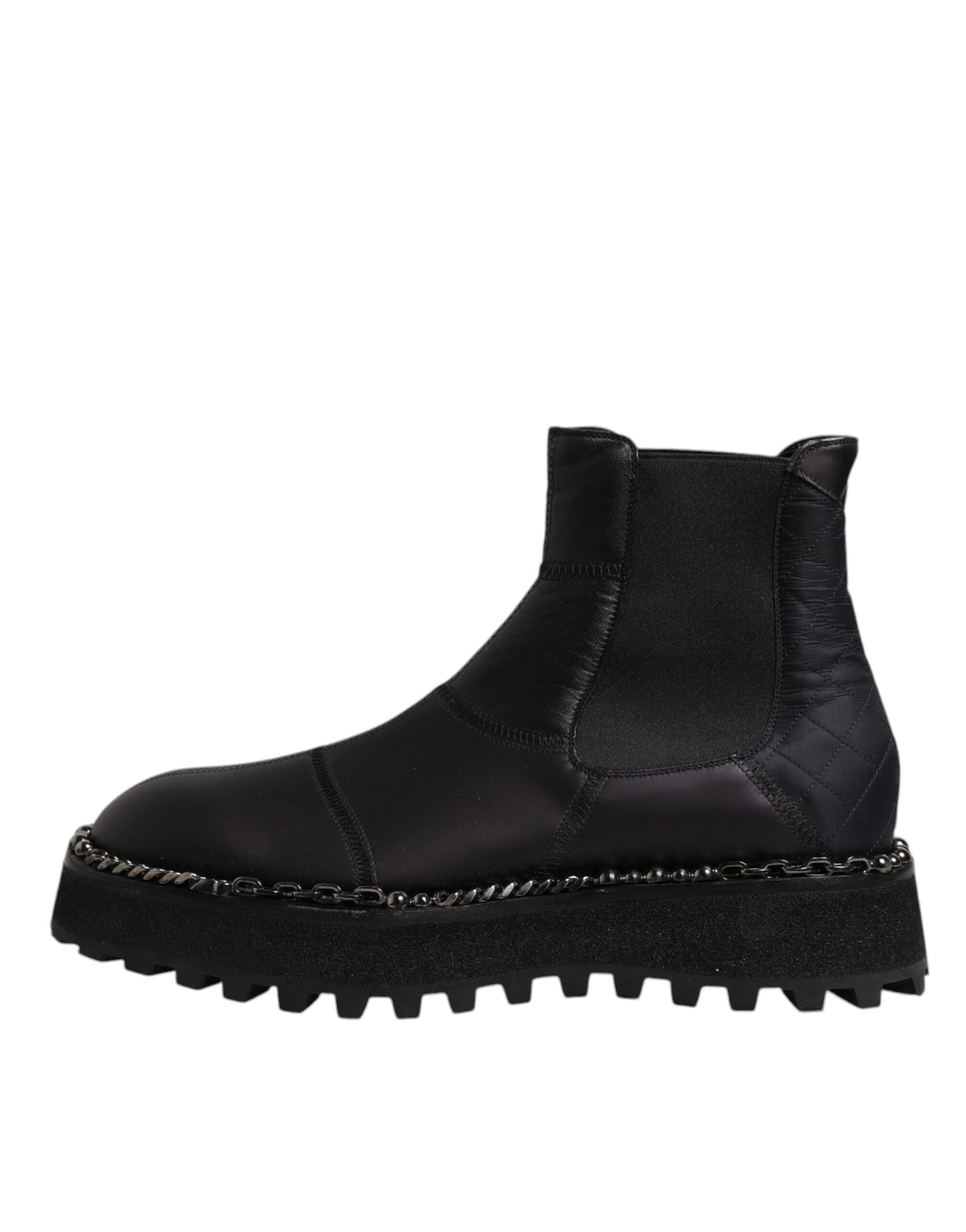 Dolce & Gabbana Black Chelsea Boots Leather Slip On Shoes by Dolce & Gabbana