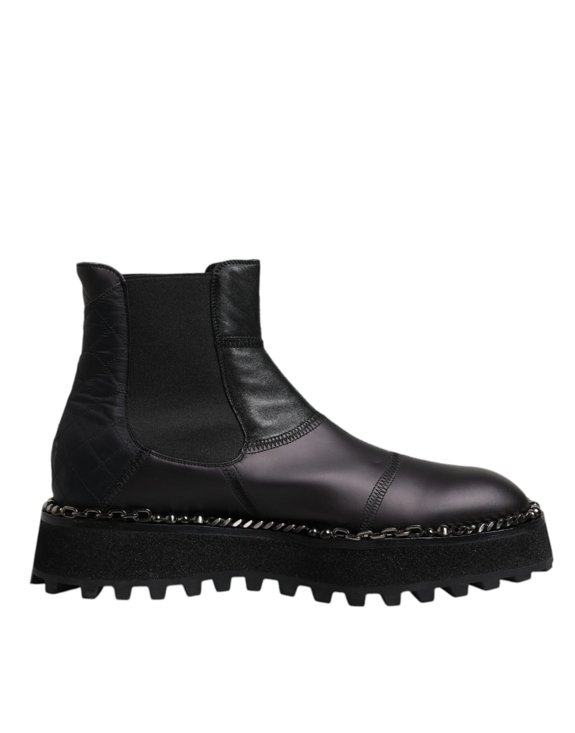 Dolce & Gabbana Black Chelsea Boots Leather Slip On Shoes by Dolce & Gabbana