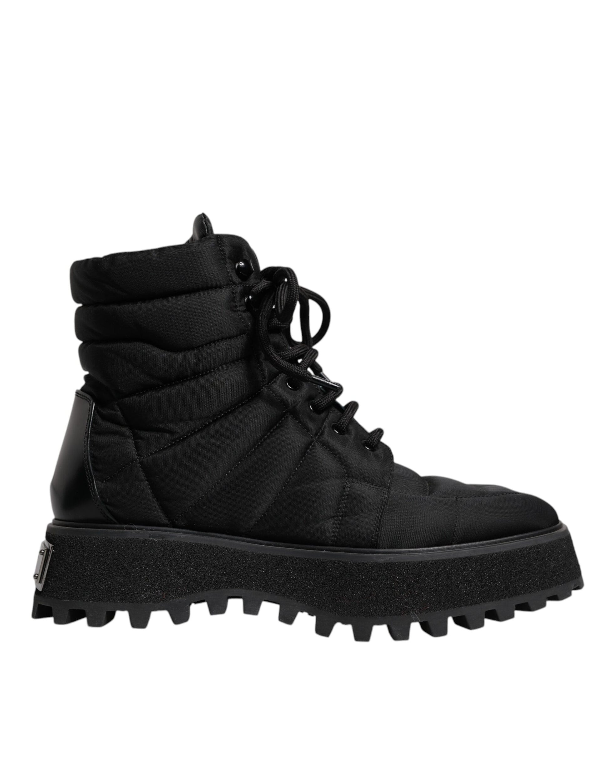 Dolce & Gabbana Black Padded Mid Calf Lace Up Boots Shoes by Dolce & Gabbana