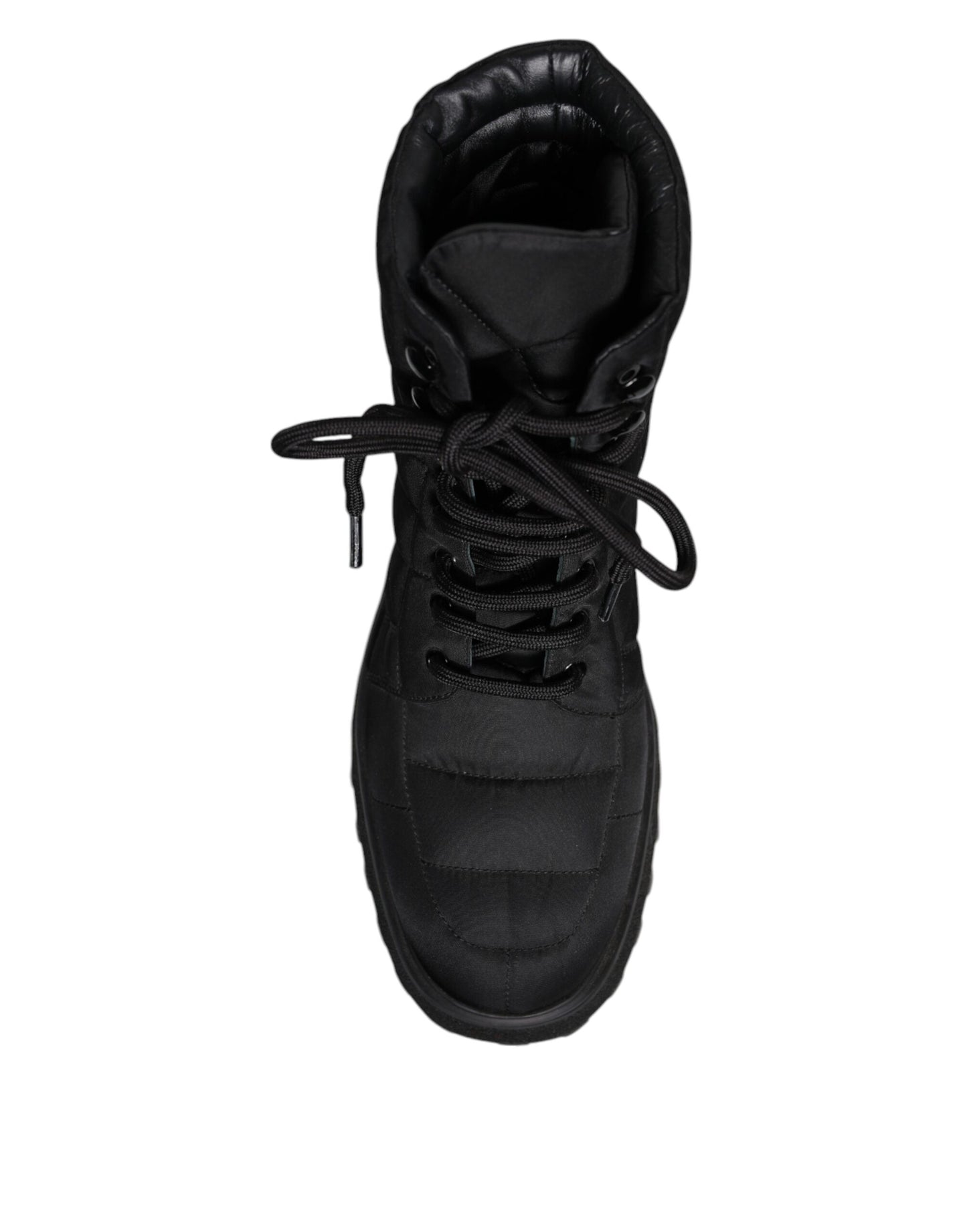 Dolce & Gabbana Black Padded Mid Calf Lace Up Boots Shoes by Dolce & Gabbana