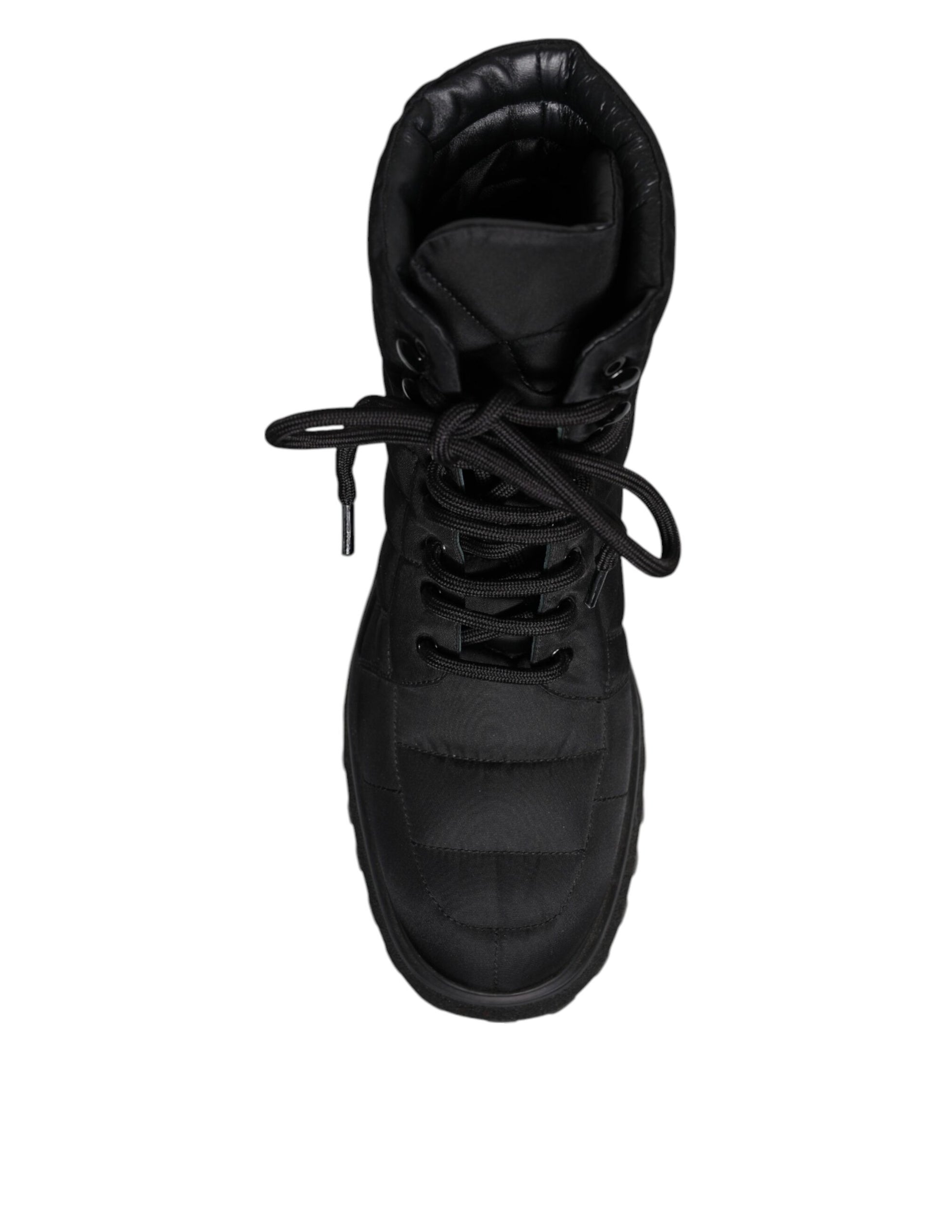 Dolce & Gabbana Black Padded Mid Calf Lace Up Boots Shoes by Dolce & Gabbana