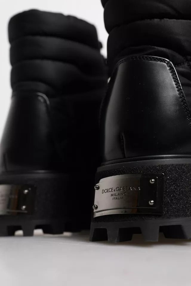Dolce & Gabbana Black Padded Mid Calf Lace Up Boots Shoes by Dolce & Gabbana