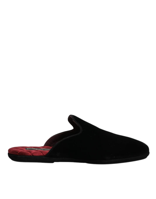 Claquettes plates en velours viscose noir Dolce &amp; Gabbana
