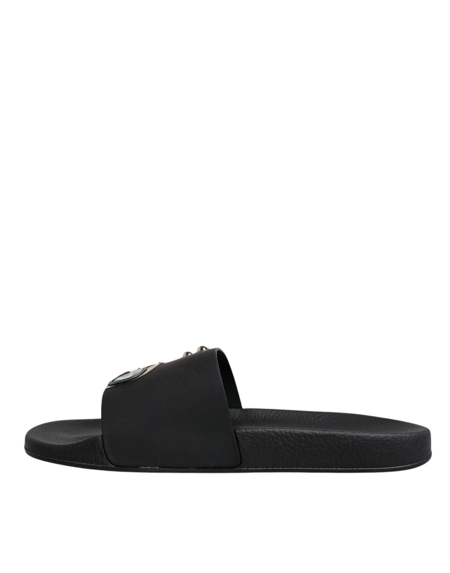 Dolce &amp; Gabbana - Sandales plates en cuir noir - Chaussures de plage