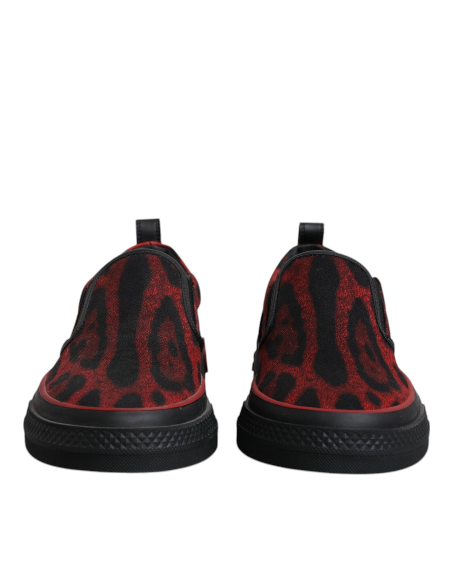 Dolce & Gabbana Red Black Leopard Cotton Men Low Top Sneakers Shoes by Dolce & Gabbana
