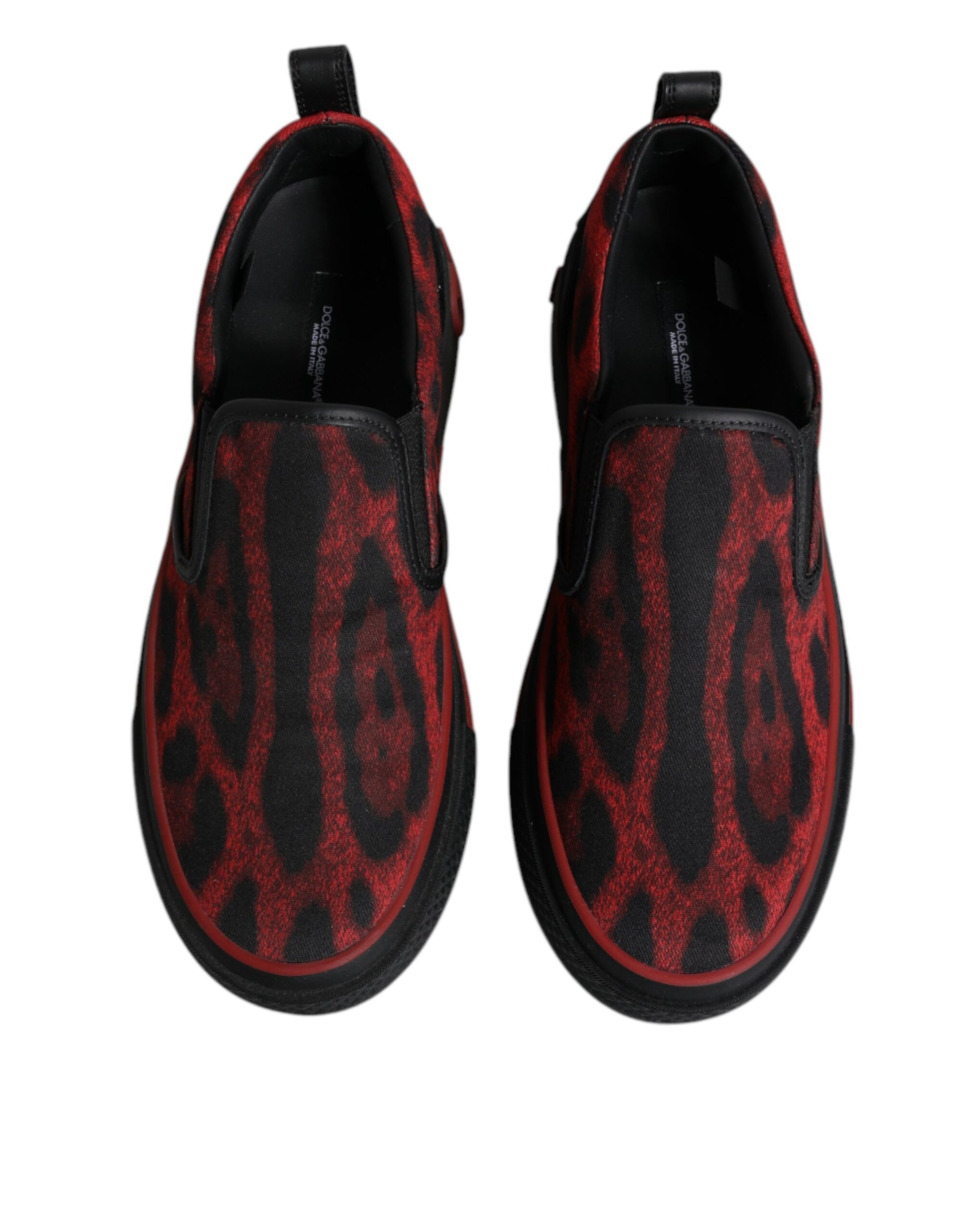 Dolce & Gabbana Red Black Leopard Cotton Men Low Top Sneakers Shoes by Dolce & Gabbana