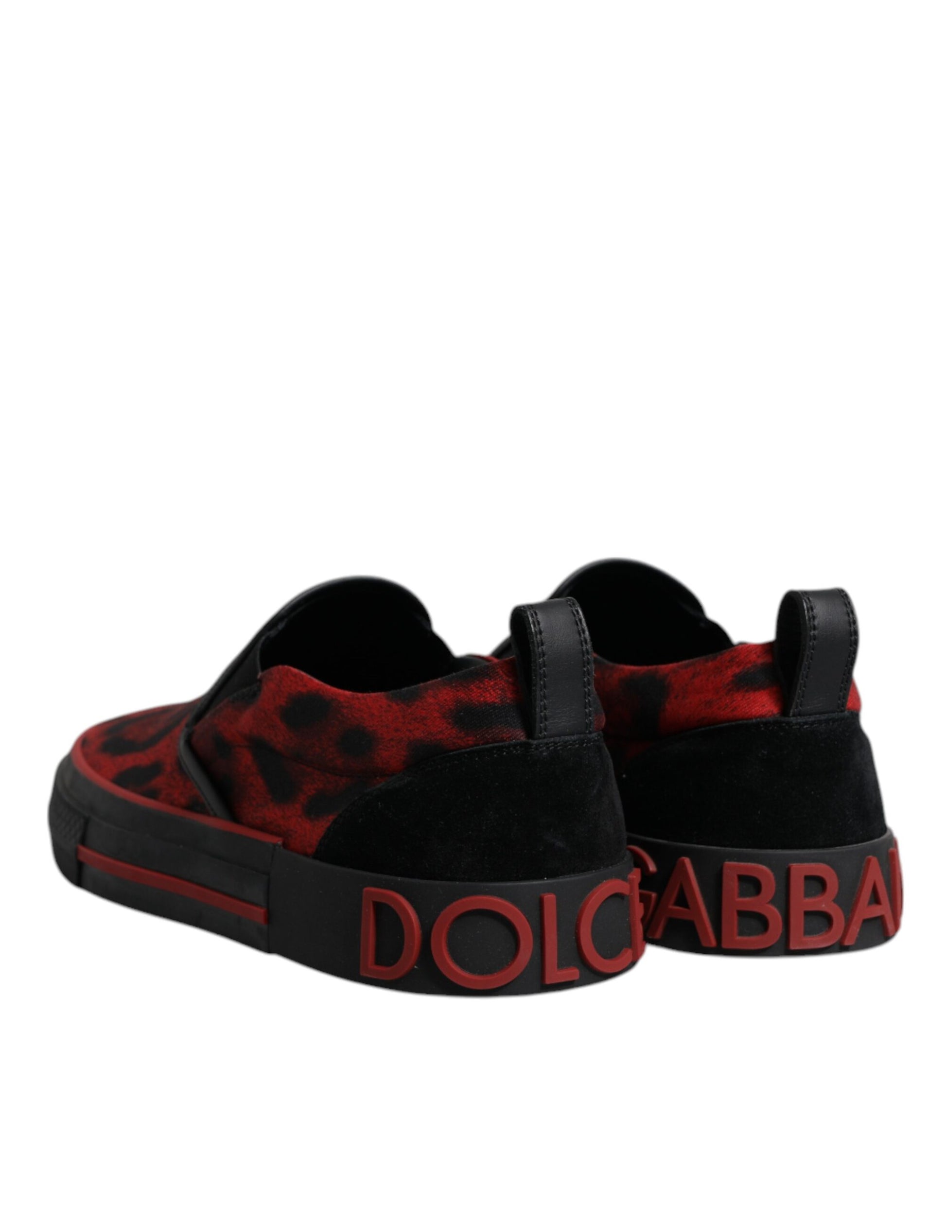 Dolce & Gabbana Red Black Leopard Cotton Men Low Top Sneakers Shoes by Dolce & Gabbana